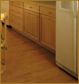 Newly laid hardwood floor in kitchen